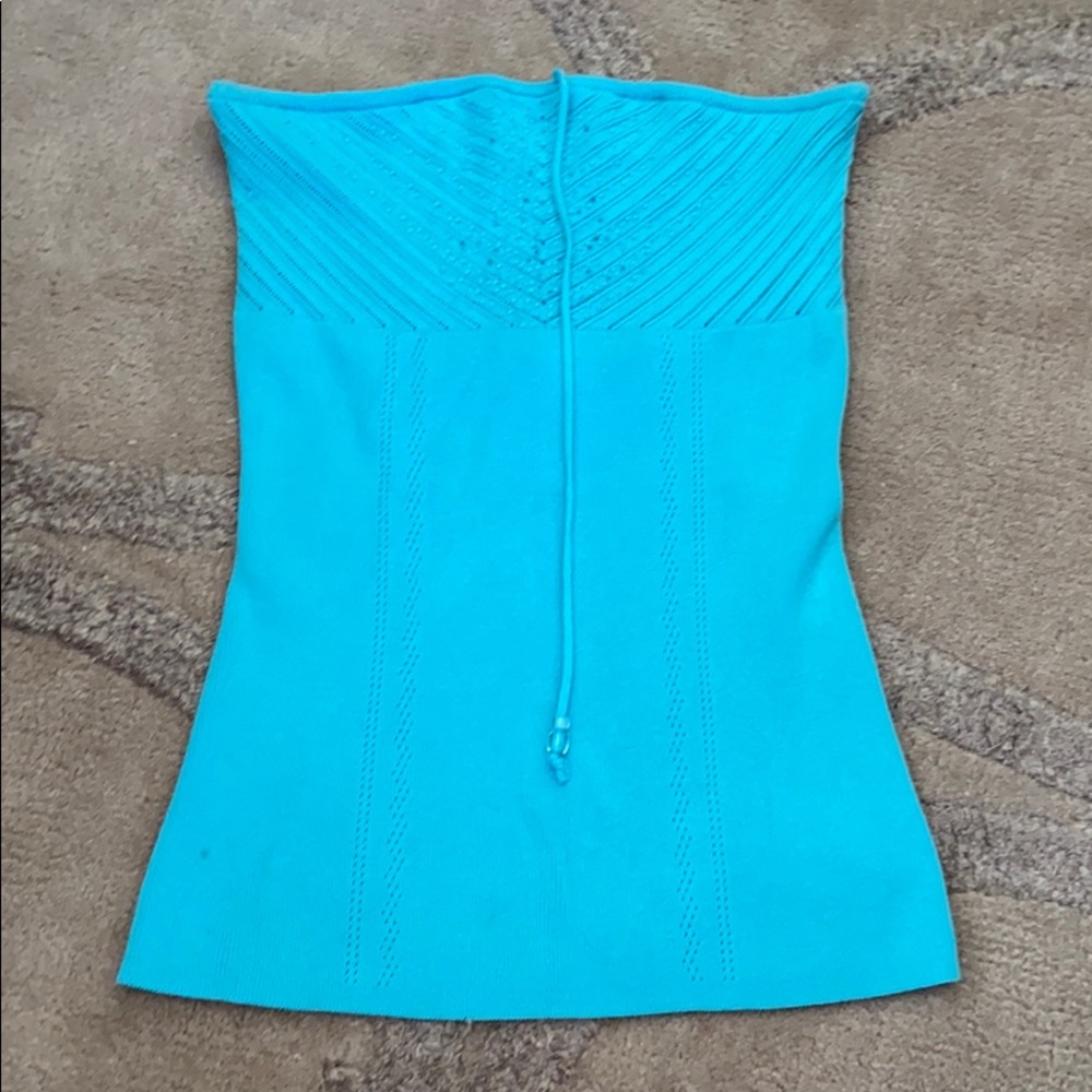 Guess teal beaded front knit tube top, M